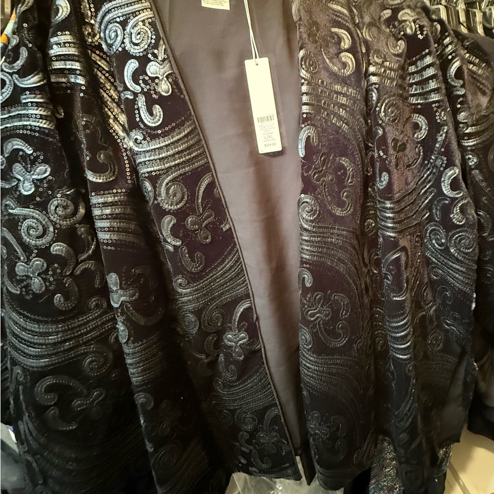 Chico's Black and Silver Embellished Jacket